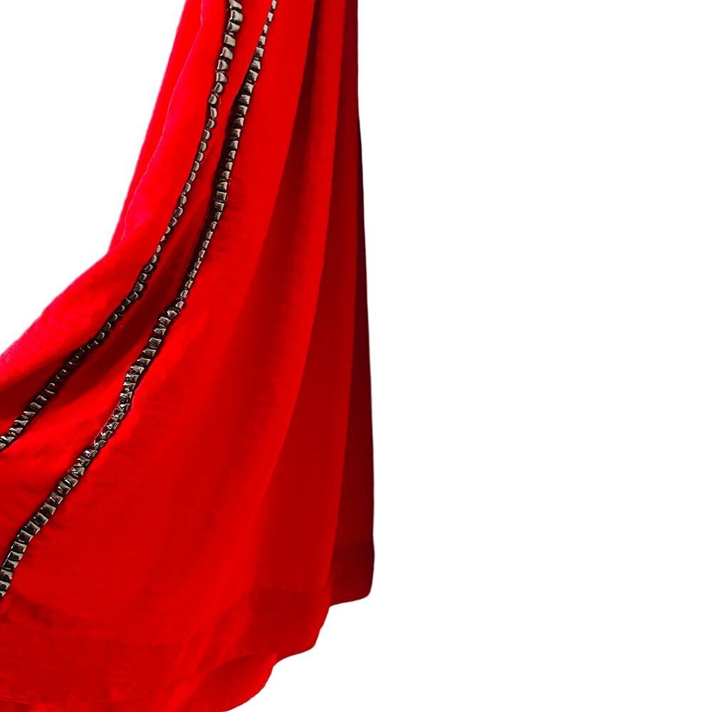 SABINA MUSAYEV Women's Luby Red Gunmetal Beading Shift Mini Dress Size Small - Picture 5 of 11
